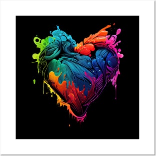 Heartshaped heart in neon colors Posters and Art